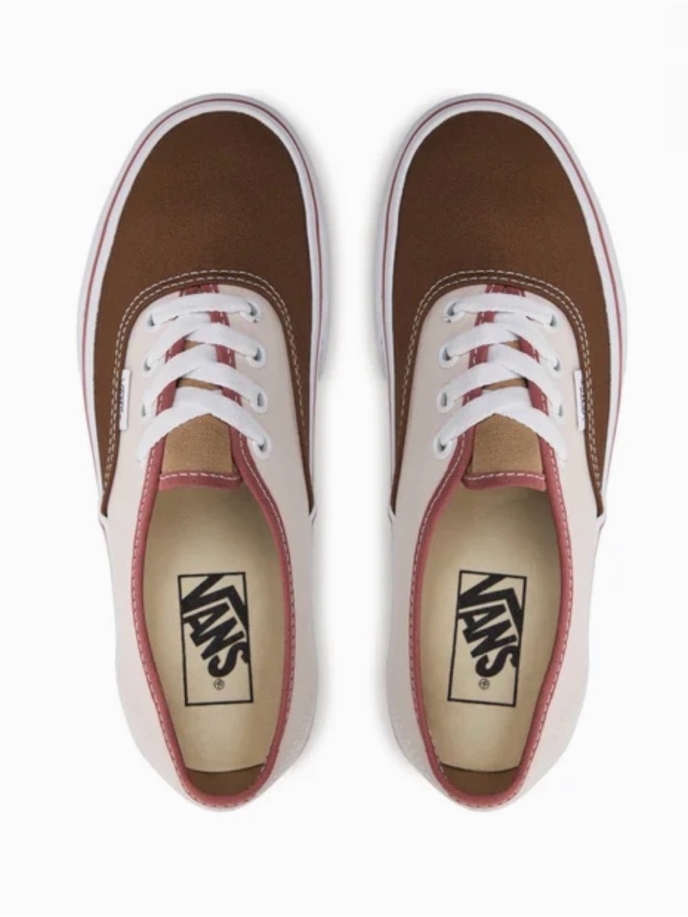 Vans Women’s Brown & Cream Platform Authentic with Pink Trim - Picture 3 of 9